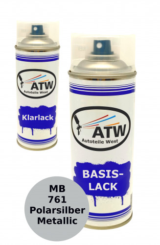 Autolack für Mercedes Benz 761 Polarsilber Metallic +400ml Klarlack Set